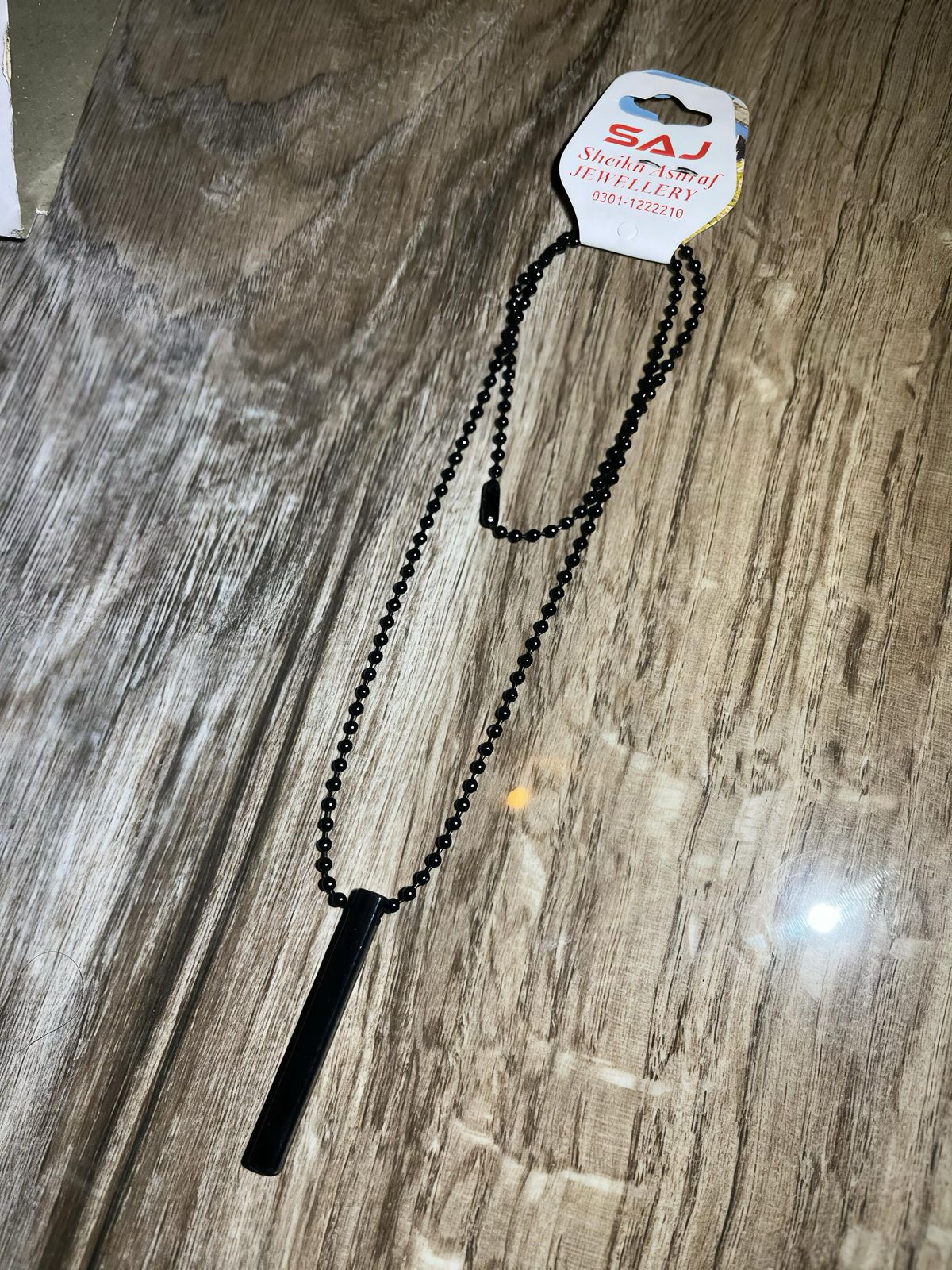 Sleek Minimalist Black Bar Pendant Necklace