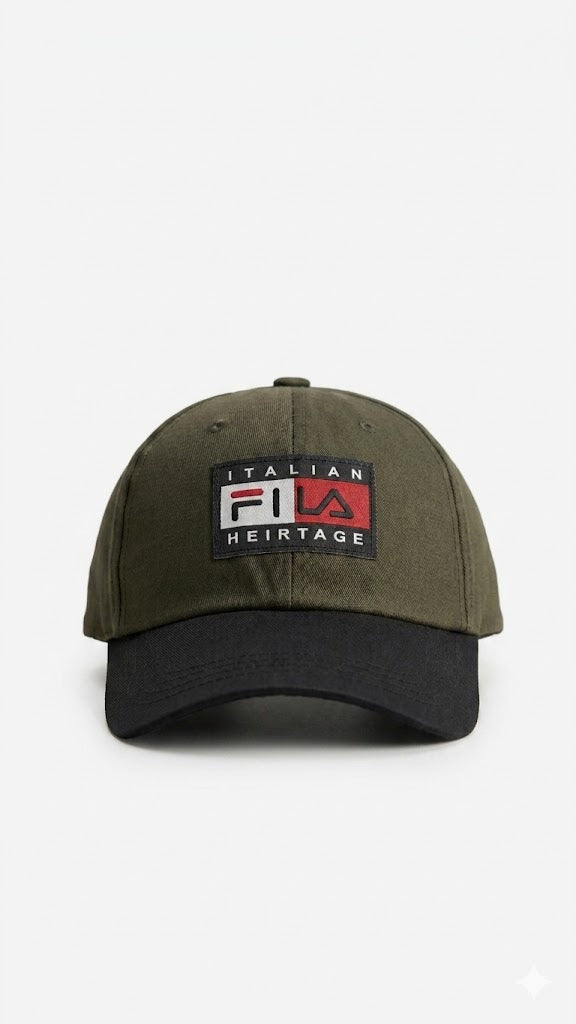 SIGNATURE-Italian Heritage Curved Brim Cap – Olive & Black