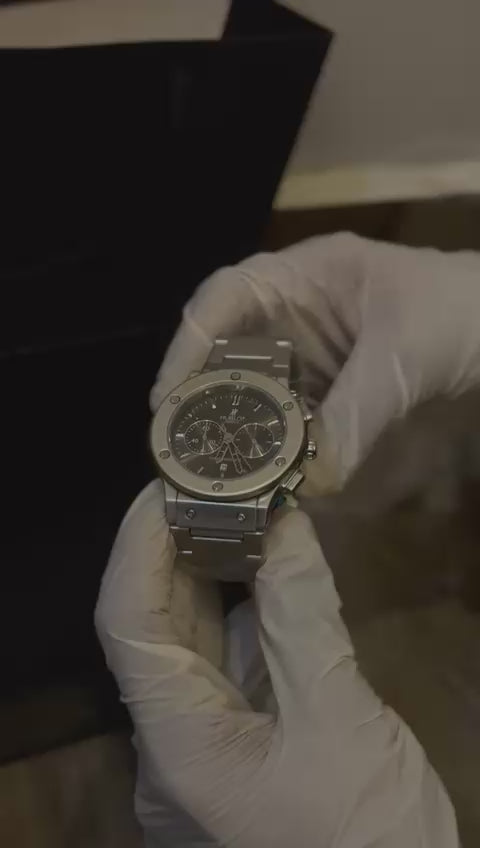 HUBLOT WATCH Luxury Silver Chronograph – Integrated Steel Edition