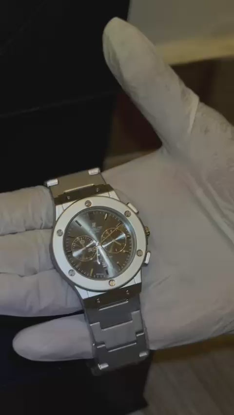 HUBLOT WATCH Luxury Silver Chronograph – Integrated Steel Edition